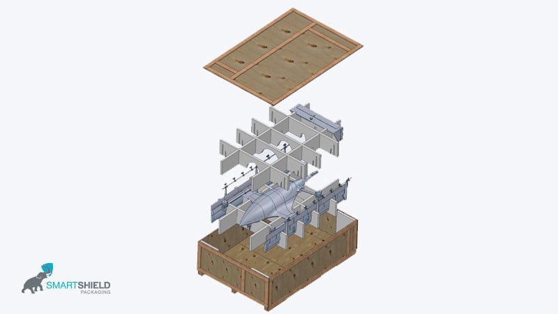 Crate and Foam Set drawing for drone packaging